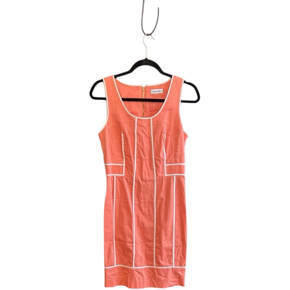 Calvin Klein peach with white piping cotton spandex sleeveless dress Sz 6